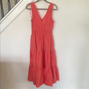 Coral Sleeveless Tiered Dress